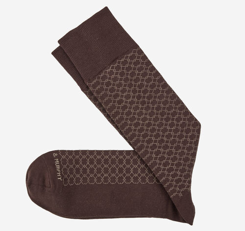 Patterned Dress Socks - Brown Diamond Links