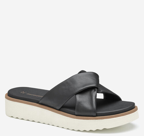 Mitzi Knotted Slide - Black Glove Leather