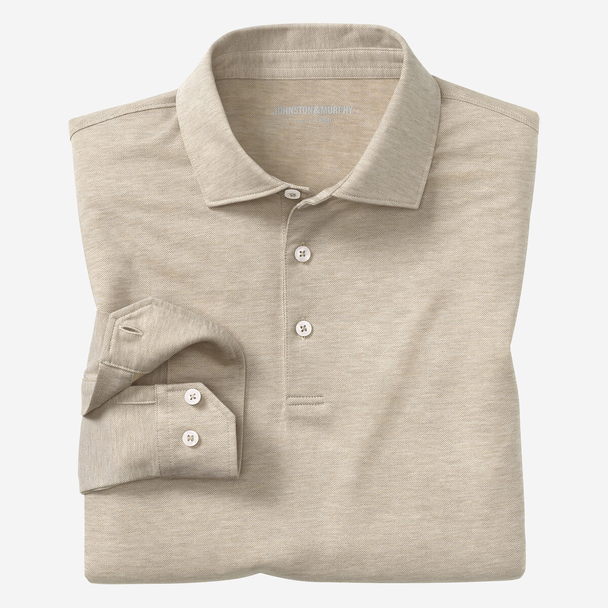 Herringbone Long-Sleeve Polo image number null