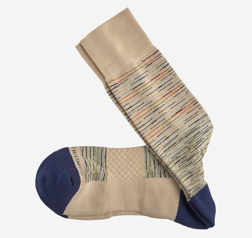 First in Comfort Socks - Khaki Space-Dyed Stripe