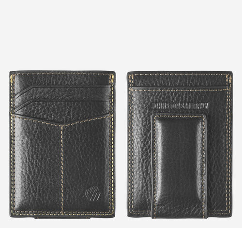 Double-Contrast Stitch Front Pocket Wallet - Black