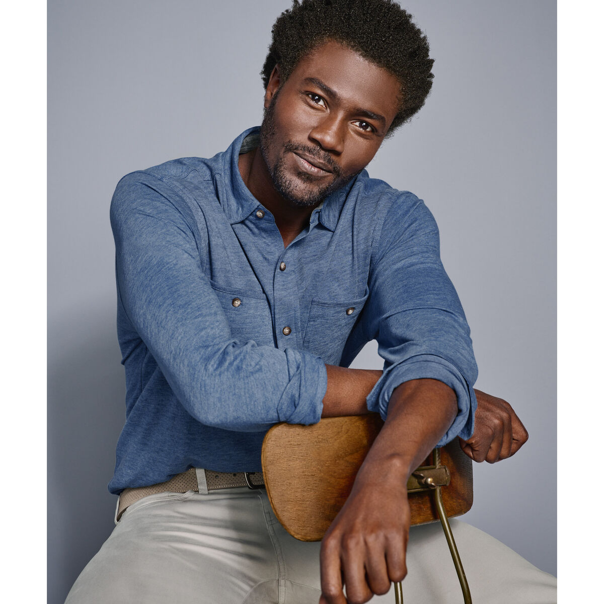 XC Flex&reg; Stretch Indigo Long-Sleeve Shirt image number null