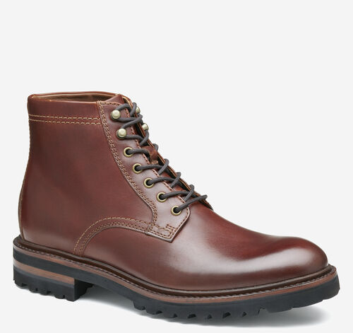 Dudley Lug Plain Toe Boot - Mahogany Full Grain
