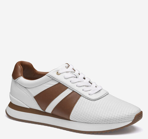 Morgan U-Throat Jogger - White Full-Grain Leather/Tan Full-Grain Leather