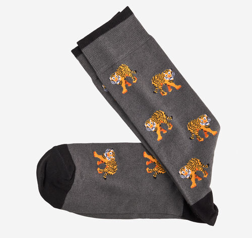 Novelty Socks - Light Gray Tiger