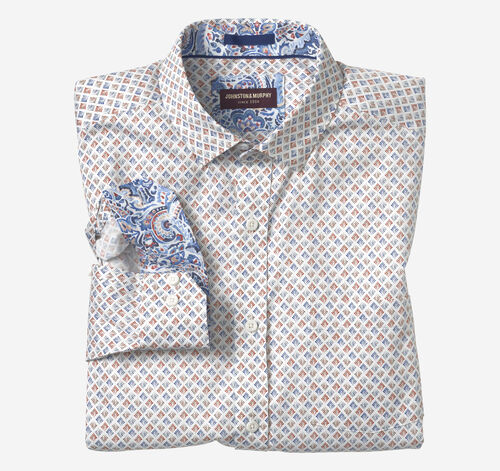 Printed Cotton Shirt - White/Multi Fan