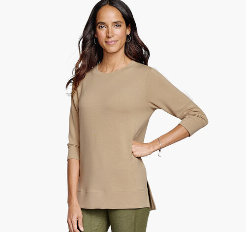 Side-Slit Pullover - Camel
