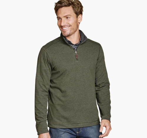 Icon Reversible Solid Quarter-Zip - Olive/Charcoal