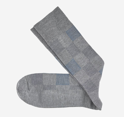 Patterned Dress Socks - Gray Checkered