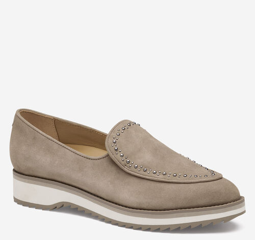 Ulyssa Studded Loafer - Taupe Kid Suede