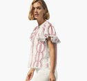 Game Day Eyelet Flutter Sleeve Top image number null