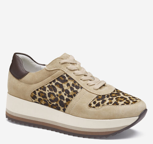 Gracie Colorblock Lace-Up - Sand Kid Suede/Leopard Haircalf