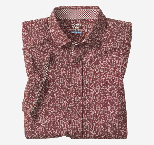 Game Day Short-Sleeve Multi-Sport Print Shirt - Burgundy