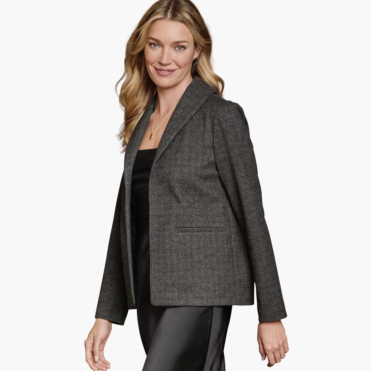 Shawl-Collar Knit Blazer image number null