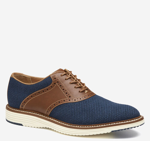 Upton Knit Saddle - Navy Knit/Tan Full Grain