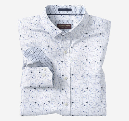 Printed Cotton Shirt - White Airplane