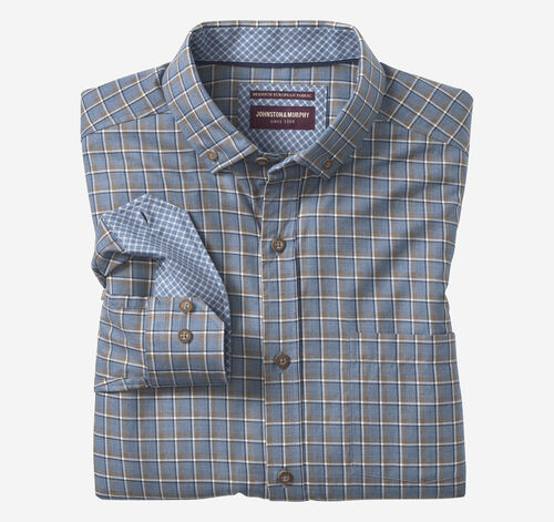 Heathered Shirt - Blue Melange Outlined Grid