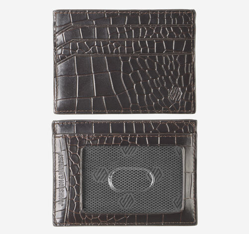 Croc-Embossed Weekender Card Wallet - Mahogany