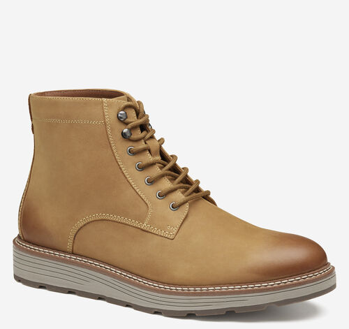 Upton Lug Plain Toe Boot - Light Tan Oiled Waterproof Full Grain