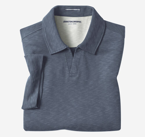 Vintage Slub V-Neck Polo - Navy