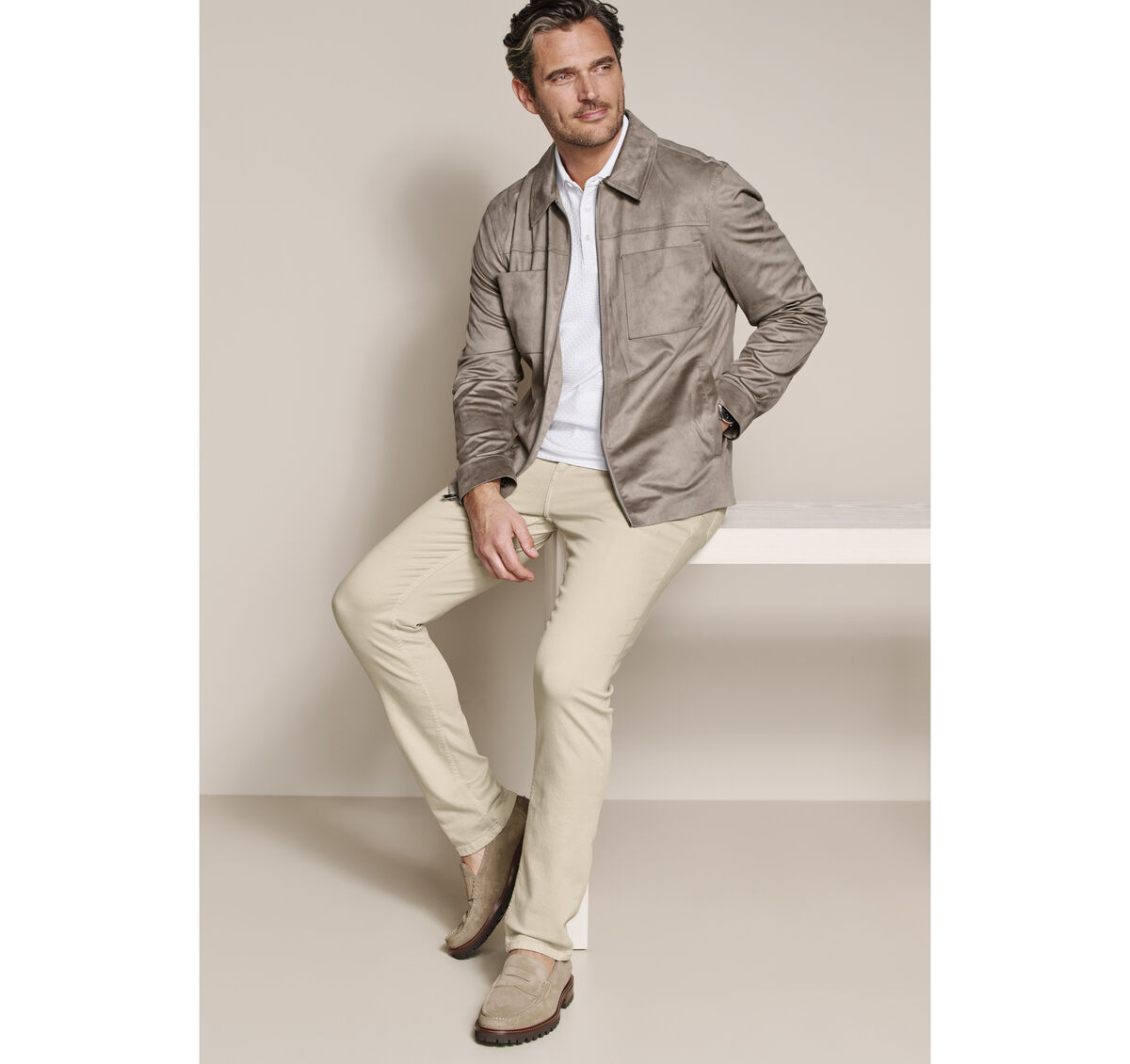 Faux-Suede Full-Zip Jacket image number null