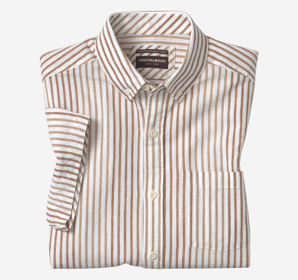 Cotton-Linen Short-Sleeve Print Shirt image number null