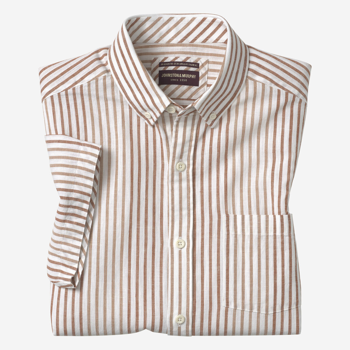 Cotton-Linen Short-Sleeve Print Shirt image number null