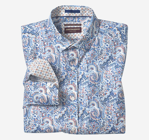 Printed Cotton Shirt - Blue/Multi Large Mosaic