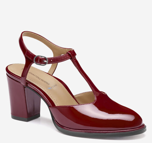 Amy T-Strap Pump - Red Patent Leather