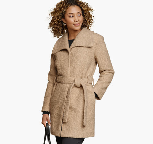 Wrap Teddy Coat - Camel