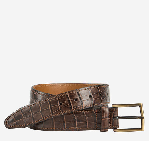 Croc Embossed Belt  - Mahogany