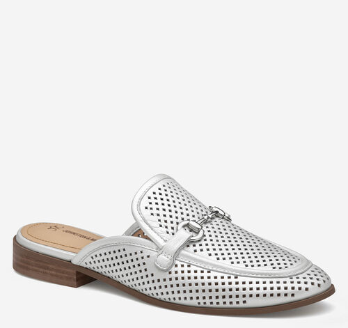 Ali Perfed Bit Mule - White Pearl Glove Leather