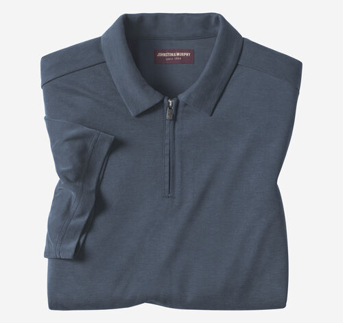 Vintage Birdseye Zip Polo - Navy