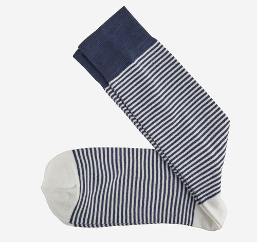 Striped Dress Socks - White Heathered Micro Stripe
