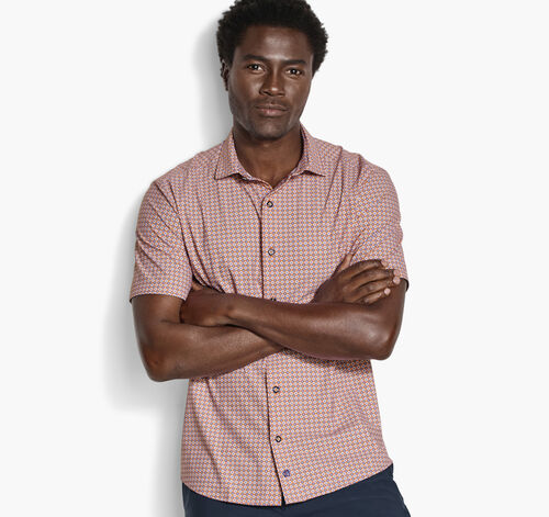 XC+&trade; Motion Short-Sleeve Print Knit Shirt - Orange Quad Grid