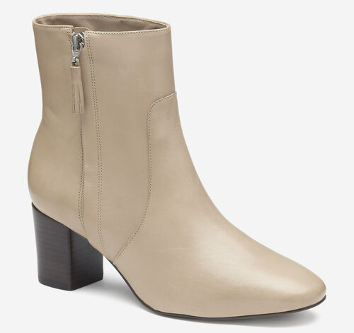 Eleanor Side-Zip Bootie - Beige Calfskin