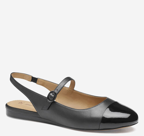 Claire Mary Jane Slingback - Black Glove Leather/Patent Leather