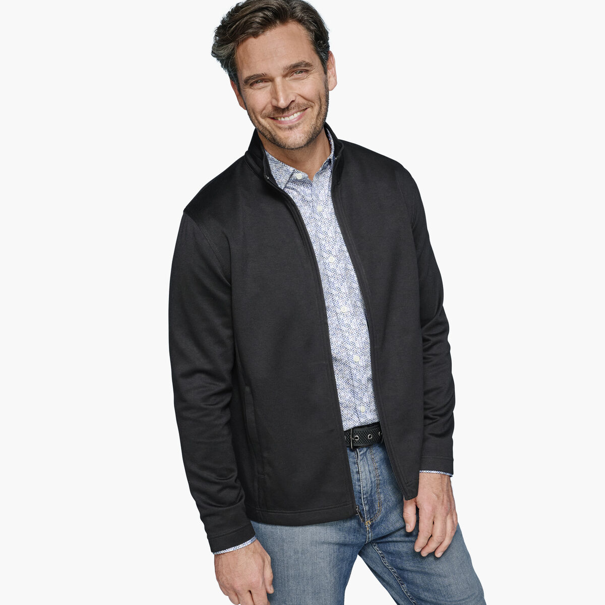 Solid Full-Zip Knit Jacket image number null