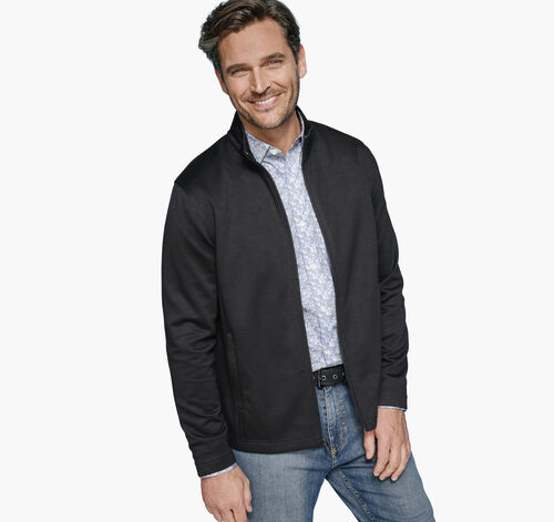 Solid Full-Zip Knit Jacket - Black