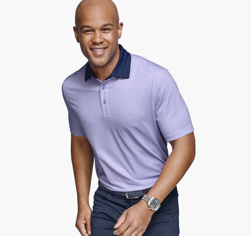 XC4® Performance Solid-Collar Print Polos + Cool Degree™ - Purple Geo