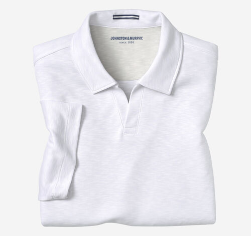 Vintage Slub V-Neck Polo - White