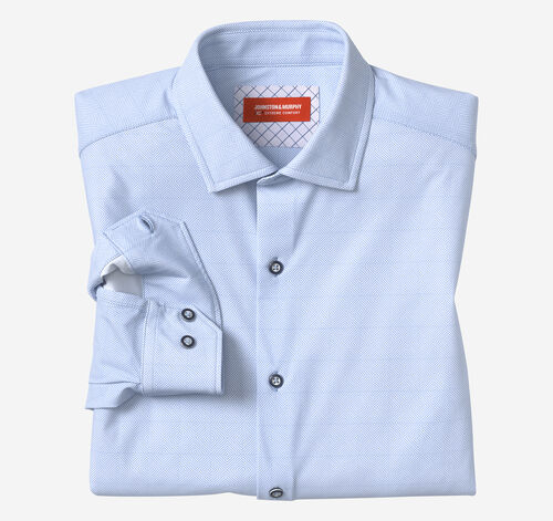 XC+&trade; Motion Long-Sleeve Dress Knit Shirt - Blue Diamond Grid