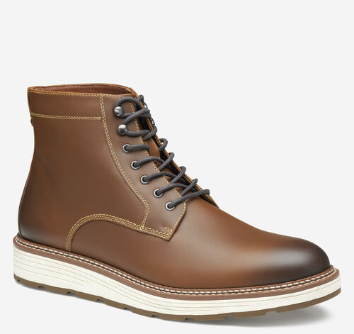 Upton Lug Plain Toe Boot - Dark Tan Waterproof Full Grain