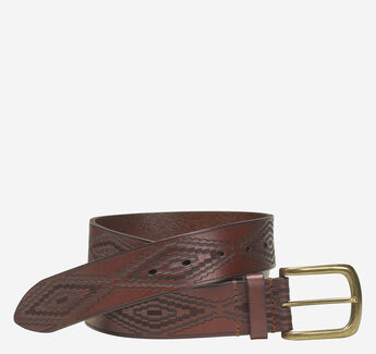 Western Diamond Embossed Leather Belt