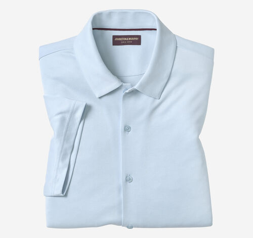 Vintage Birdseye Button-Front Shirt - Light Blue