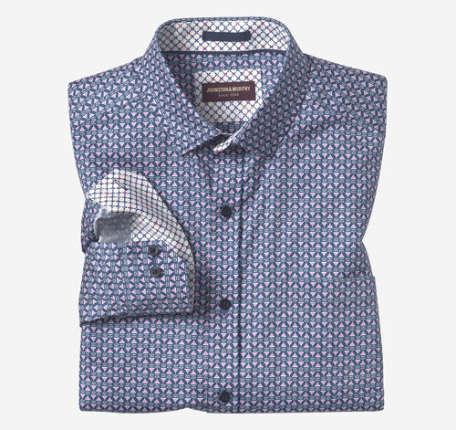 Printed Cotton Shirt - Pink/Navy Martini