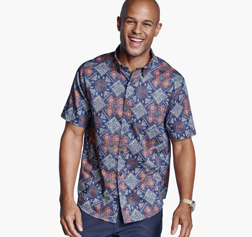 Logan Printed Short-Sleeve Shirt - Navy/Red Bandana
