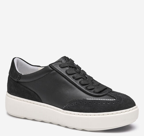 Cammie T-Toe Lace-Up - Black Glove Leather/Suede