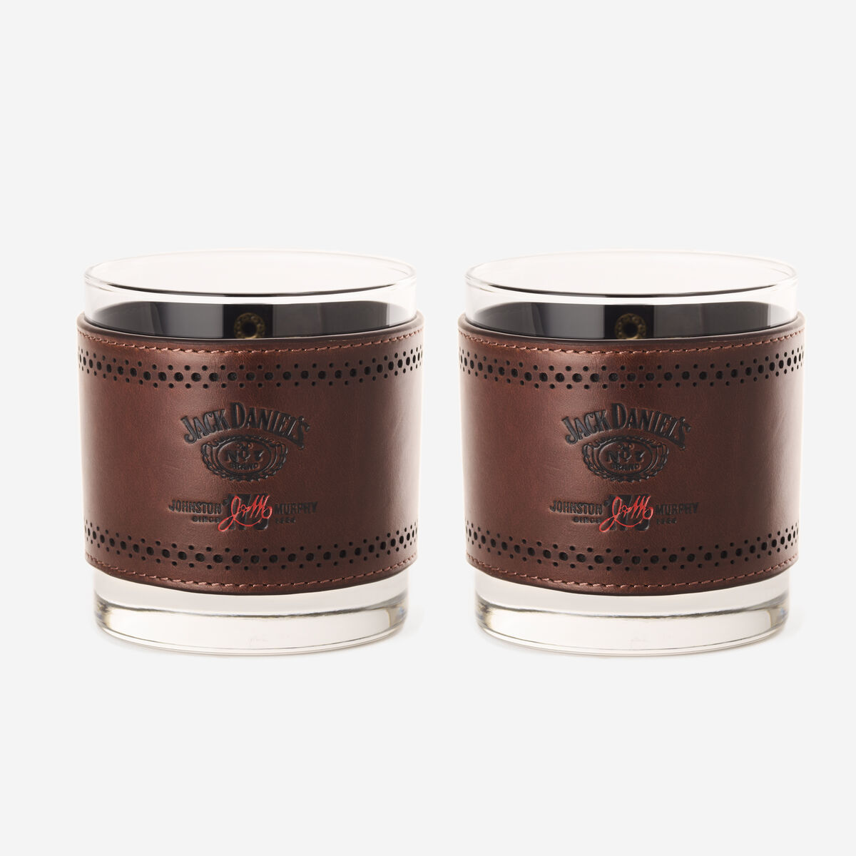 &nbsp;Jack Daniel&rsquo;s x J&M 175th Leather-Wrapped Rocks Glass Set image number null