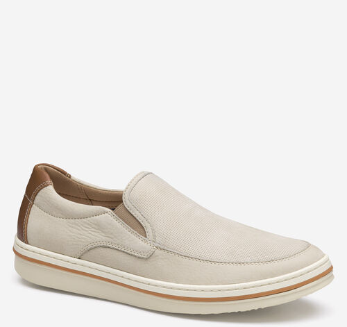 Bowling Moc Toe Venetian - Beige Embossed Nubuck